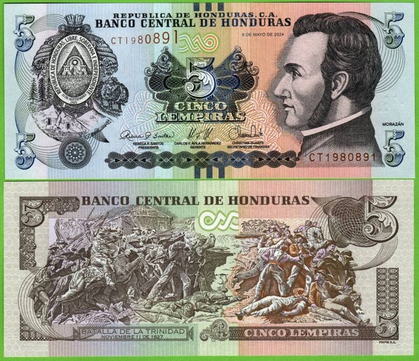 Honduras 5 Lempiras 2024, P-98f Radar 1980891 Unc