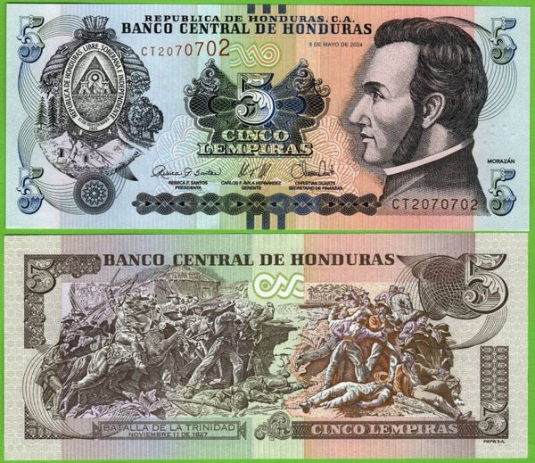 Honduras 5 Lempiras 2024, P-98f Radar 2070702  Unc
