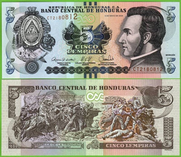 Honduras 5 Lempiras 2024, P-98f Radar 21800812  Unc