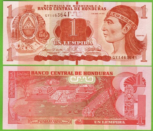 Honduras 1 Lempira 2022, P-96e Radar 1463641 Unc