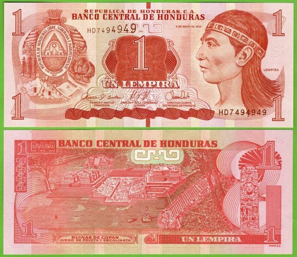 Honduras 1 Lempira 2024, P-96f Radar 7494949 Unc