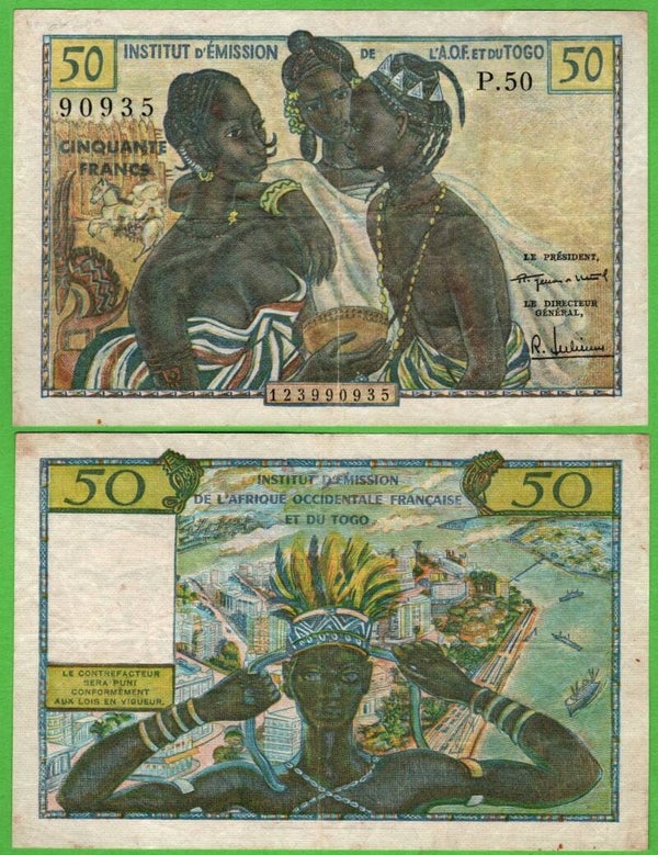 Africa Occidental Francesa 50 Francs 1956 P-45 VF