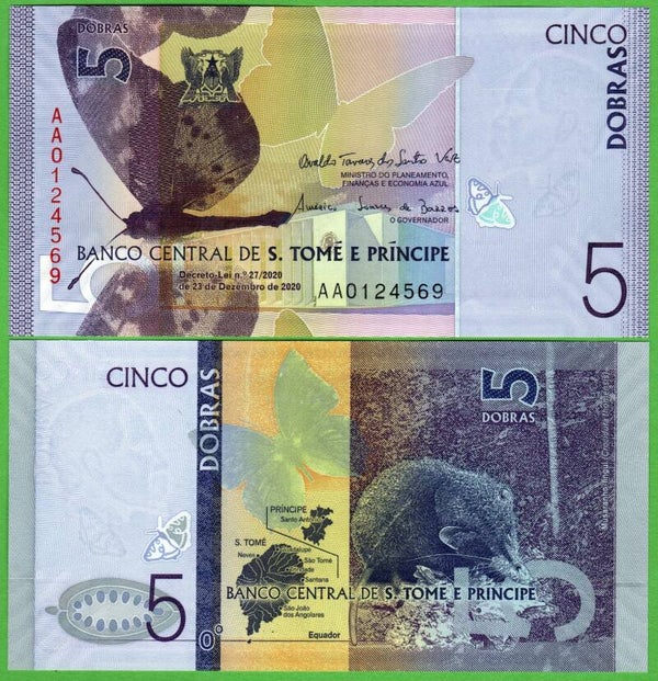 Santo tome & Principe 5 Dobras 2020 , P-76a Unc