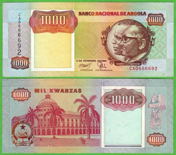 Angola 1000 Kwanzas 1991, P-129b Aunc