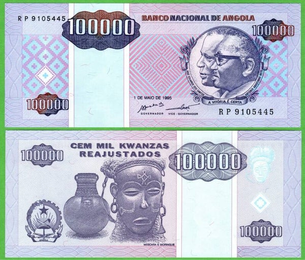 Angola 100,000 Kwanzas 1995, P-139 Unc