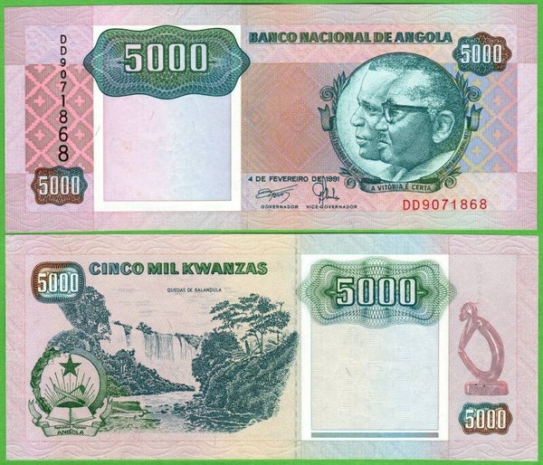 Angola 5000 Kwanzas 1991, P-130 Unc