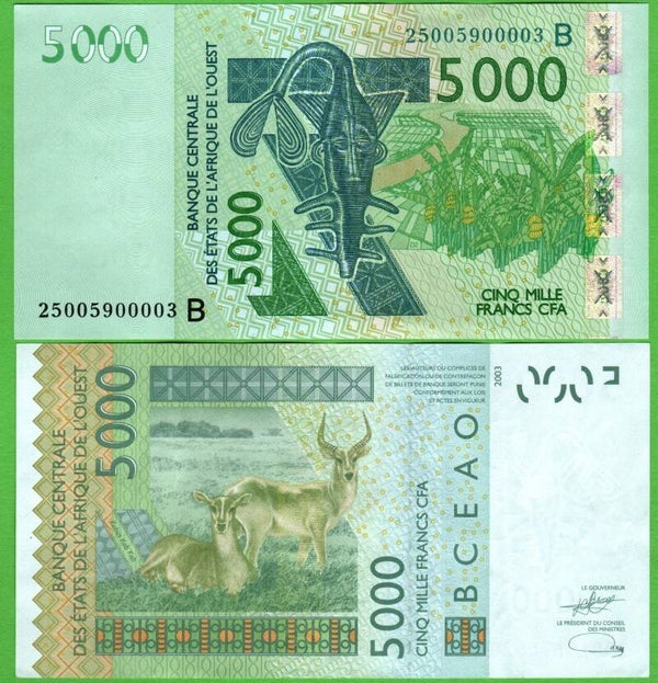 Benin 5000 Francs 2003, P-217b Aunc