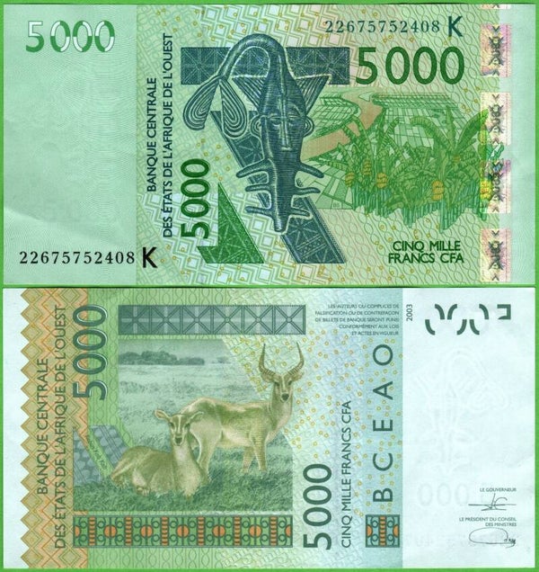 Senegal 5000 Francs 2003, P-717K Aunc