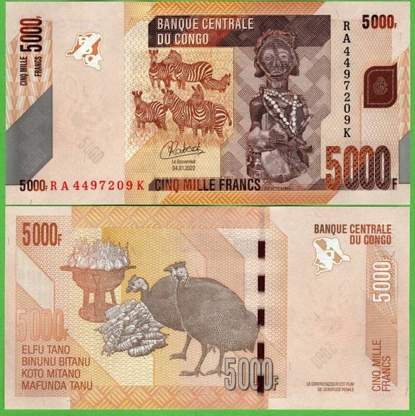 Congo 5000 Francs 2022, P-102d Unc