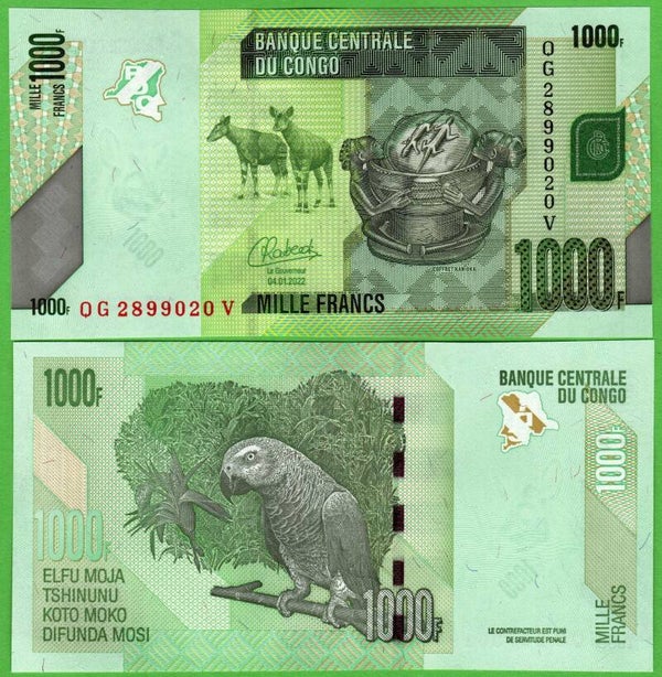 Congo 1000 Francs 2022, P-101d Unc
