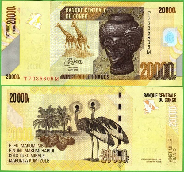 Congo 20,000 Francs 2022, P-104d Unc