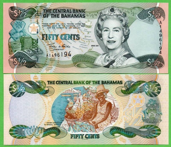 Bahamas ½ Dollar 2001, P-68 Unc