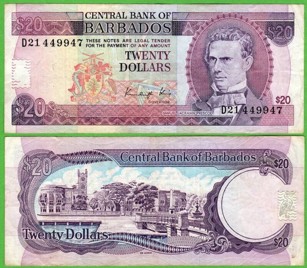 Barbados 20 Dollar 1988, P-39 XF
