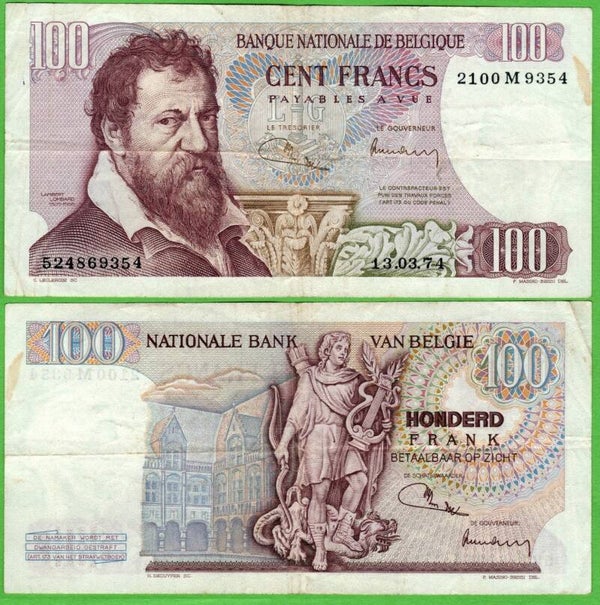 Belgica 100 Francs 1971, P-134 VF