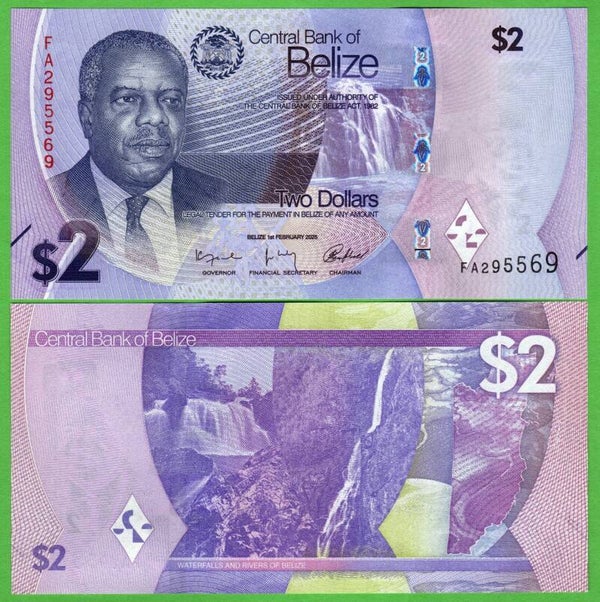 Belize 2 Dollar 2025, P-w73 Unc