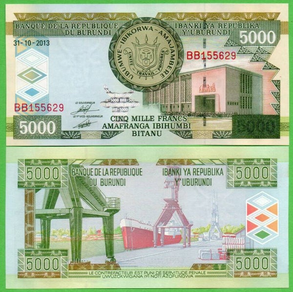 Burundi 5000 Francs 2013, P-48c Unc