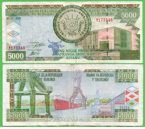 Burundi 5000 Francs 2003, P-42 Fina