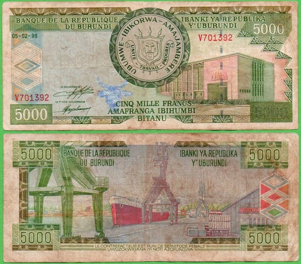 Burundi 5000 Francs 1999, P-42a VF