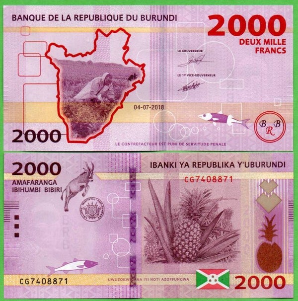 Burundi 2000 Francs 2018, P-52b Unc