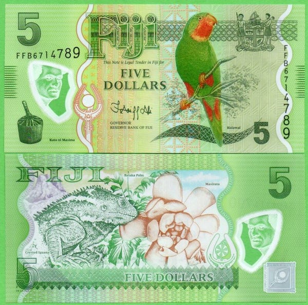 Islas Fiji 5 Dollar 2023, P-115b Unc
