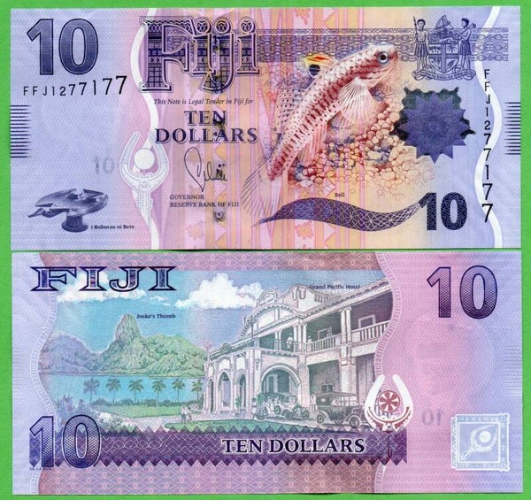 Islas Fiji 10 Dollar 2013, P-116 Unc
