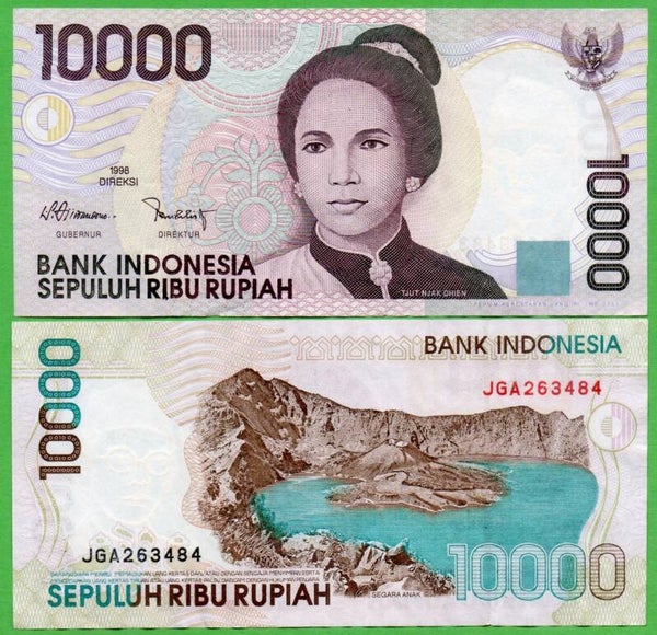 Indonesia 10,000 Rupiah 1988, P-137h Aunc