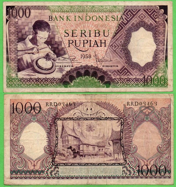 Indonesia 1000 Rupiah 1958, P-62 Fine