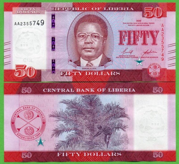 Liberia 50 Dollar 2022, P-38a Unc