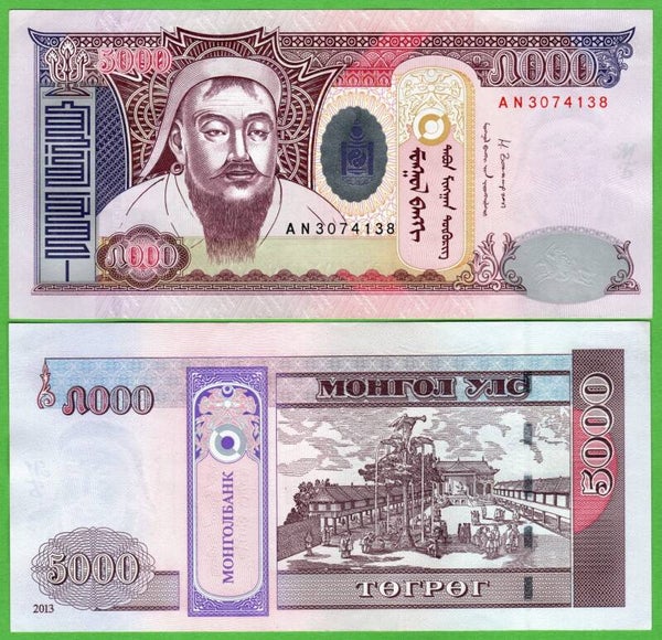 Mongolia 5,000 Togrog 2013, P-68 Unc