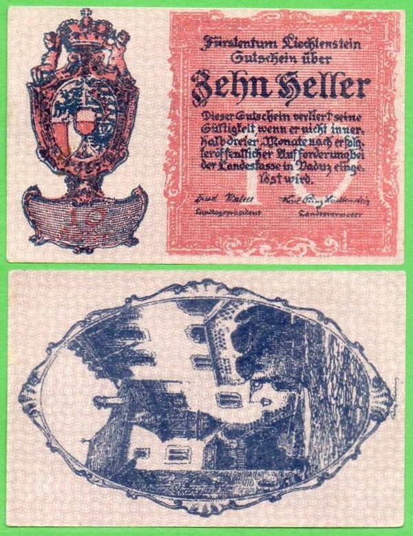 Liechtenstein 10 Heller 1920, P-1 Unc
