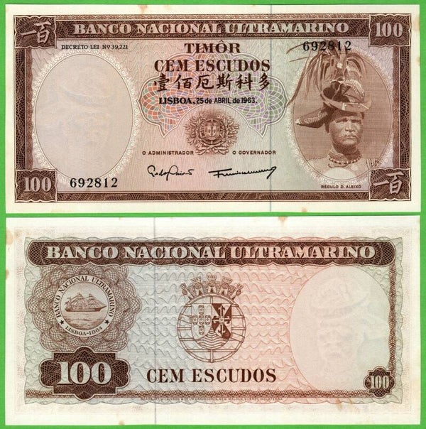 Timor 100 Escudos 1963, P-28a Aunc