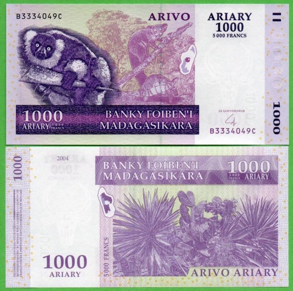 Madagascar 1000 Ariary 2004, P-89a Unc