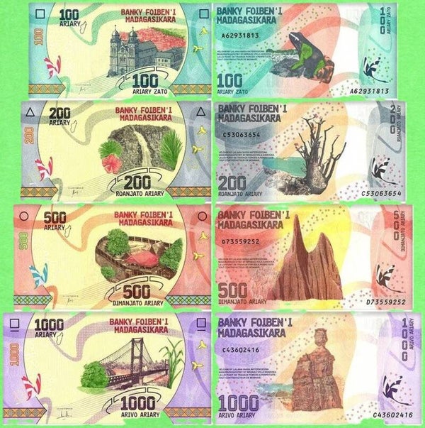 Madagascar Set 4 Billetes Unc
