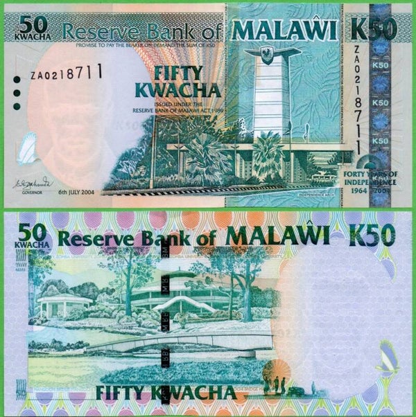 Malawi 50 Kwacha 2004, P-49r Unc Replazement
