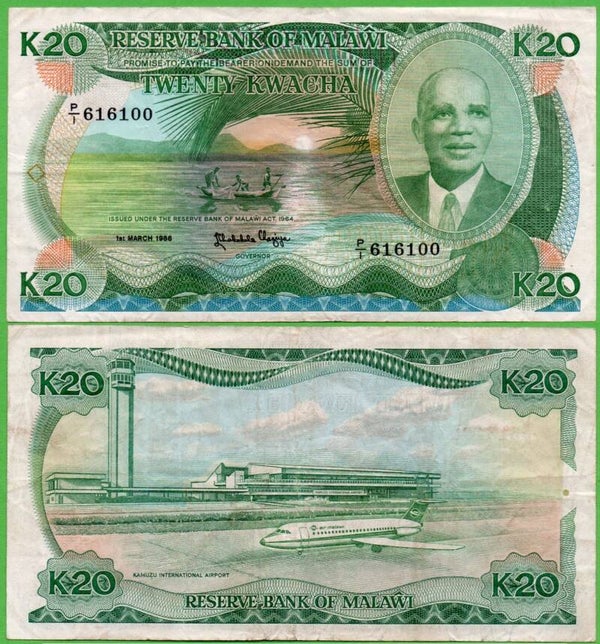 Malawi 20 Kwachas 1986, P-22a F/VF