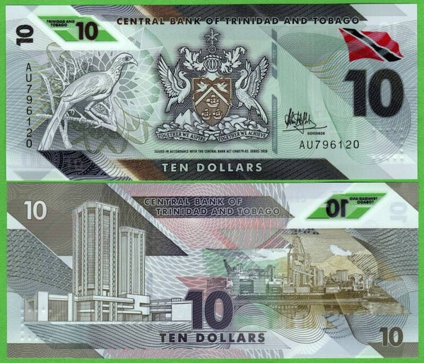 Trinidad & Tobago 10 Dollar 2020, P-62a Unc