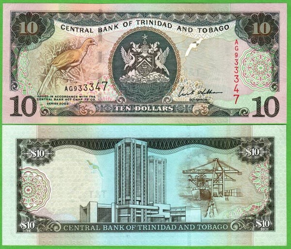 Trinidad & Tobago 10 Dollar 2002, P-43 Unc