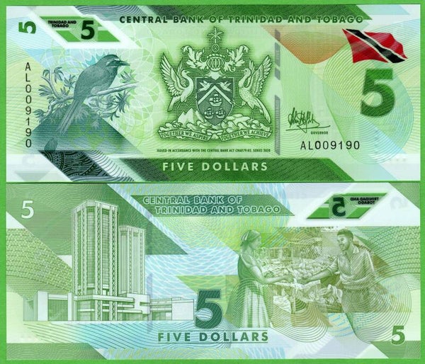 Trinidad & Tobago 5 Dollar 2020, P-61a Unc