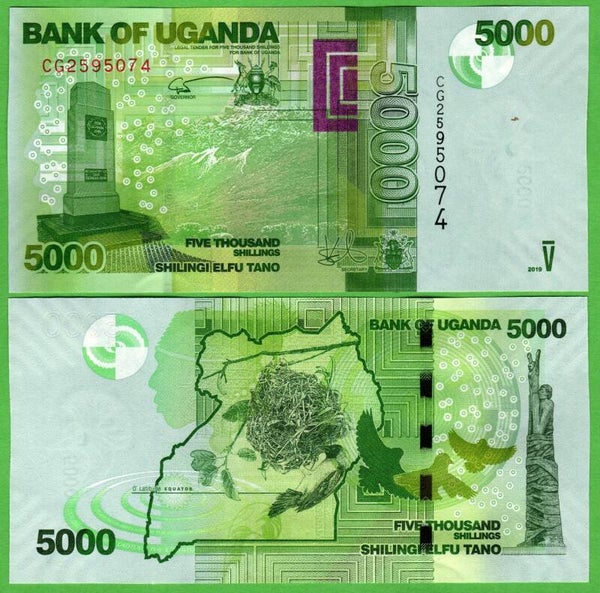 Uganda 5000 Shilling 2019, P-51f Unc
