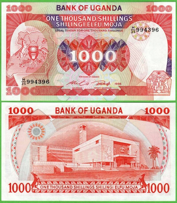Uganda 1000 Shilling 1986, P-26 Aunc