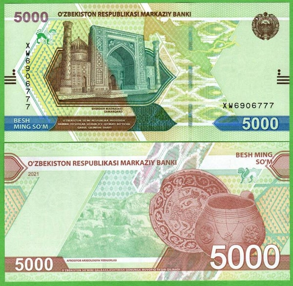 Uzbequistan 5000 Som 2021, P-88 Unc