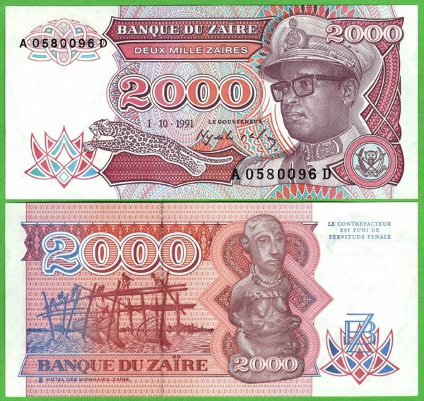 Zaire 2000 Zaire 1991, P-36a Unc