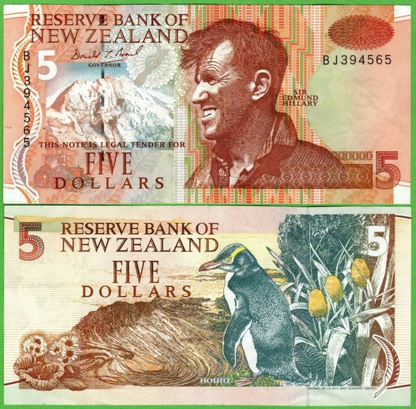 Nueva Zelanda 5 Dollar 1992 P-177A.1R VF