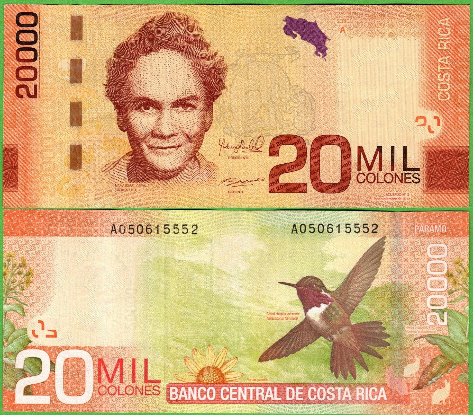 Costa Rica 20,000 Colones 2012, P-278b AU