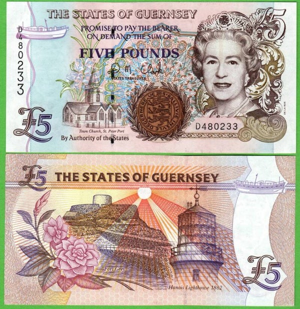 Guernsey 5 Pounds 1862, P-56c Unc