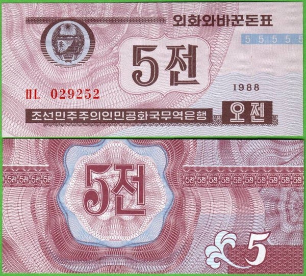 Corea del Norte 5 Chon 1988, P-24(2) Unc