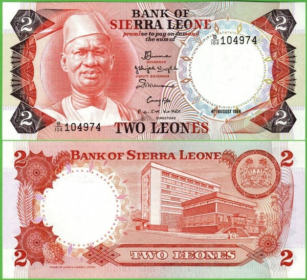 Sierra Leona 2 Leones 1984, P-6F Unc