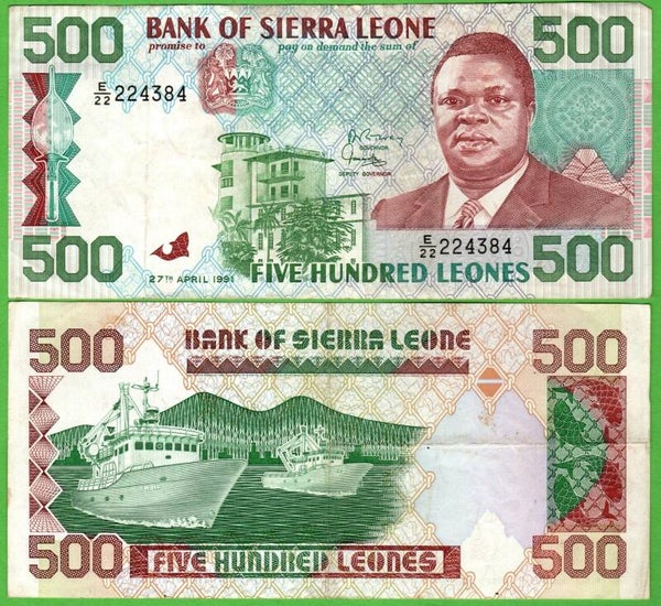 Sierra Leonas 500 Leones 1991, P-19 XF