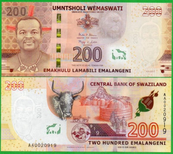 Swazilanda 200 Emalangeni 2017, P-43 Unc