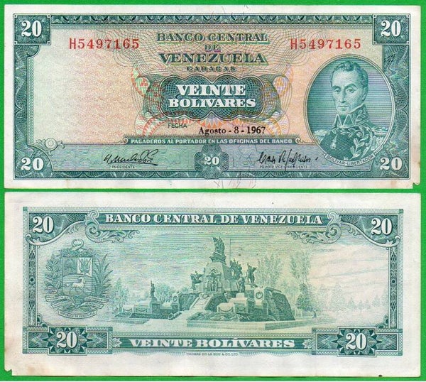Venezuela 20 Bolivares 1967, P-46a Xf